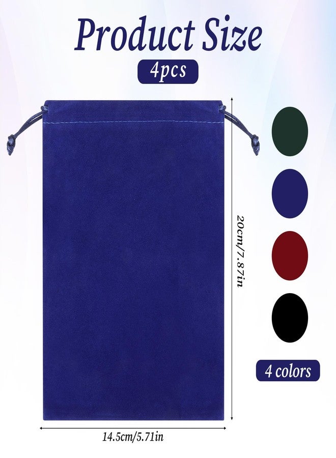 Qulkws 4 Pcs Jewelry Velvet Bags Soft Velvet Gift Bags 5.7'' x7.8'' 4 Colors Package Drawstring Pouch Gift Fabric Cloth Bag for Jewelry Crystal Gifts - Image 2